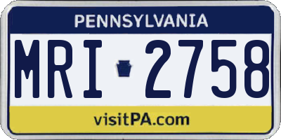 PA license plate MRI2758