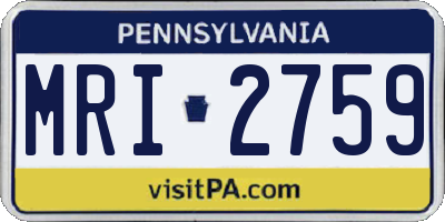 PA license plate MRI2759