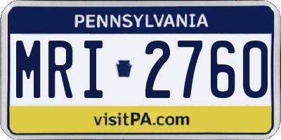 PA license plate MRI2760