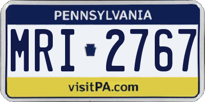 PA license plate MRI2767