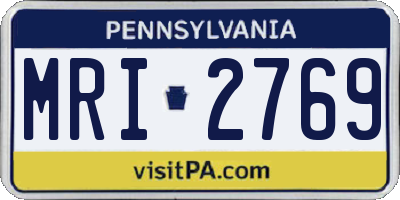 PA license plate MRI2769