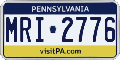 PA license plate MRI2776