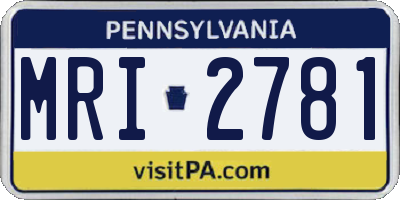 PA license plate MRI2781