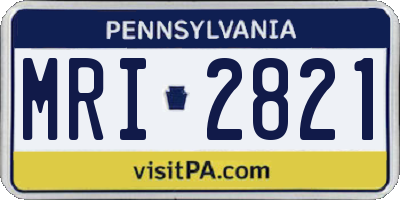 PA license plate MRI2821