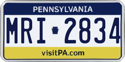 PA license plate MRI2834