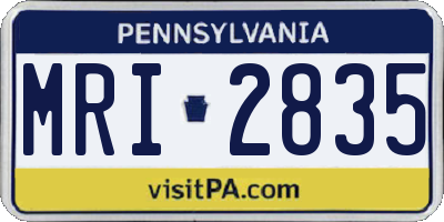 PA license plate MRI2835