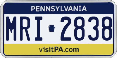 PA license plate MRI2838