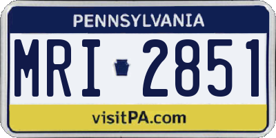 PA license plate MRI2851