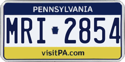 PA license plate MRI2854