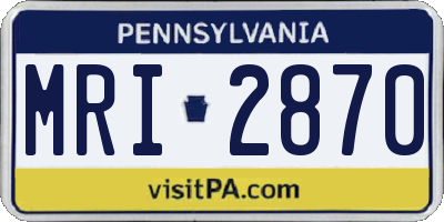 PA license plate MRI2870