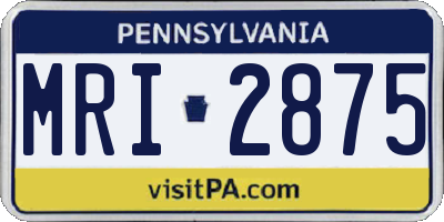 PA license plate MRI2875