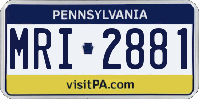 PA license plate MRI2881