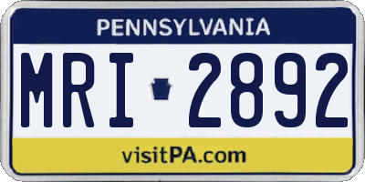 PA license plate MRI2892