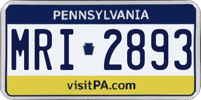 PA license plate MRI2893