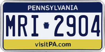 PA license plate MRI2904