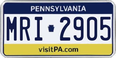 PA license plate MRI2905