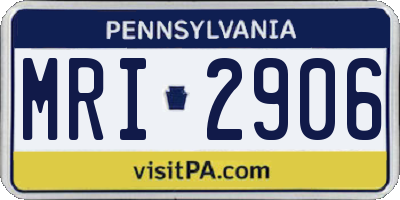 PA license plate MRI2906