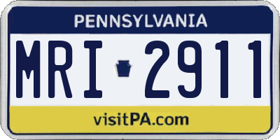 PA license plate MRI2911