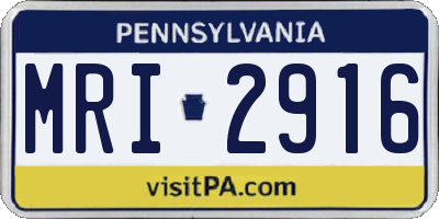 PA license plate MRI2916