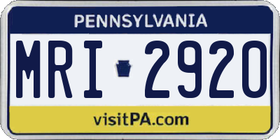 PA license plate MRI2920