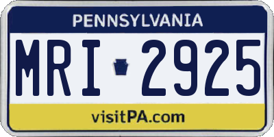 PA license plate MRI2925