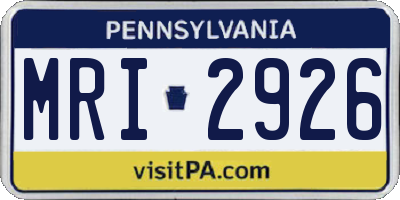 PA license plate MRI2926
