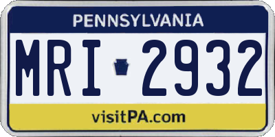 PA license plate MRI2932
