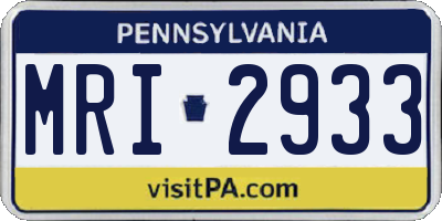 PA license plate MRI2933