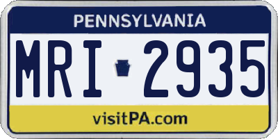 PA license plate MRI2935