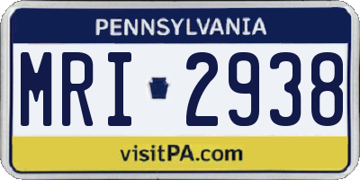 PA license plate MRI2938