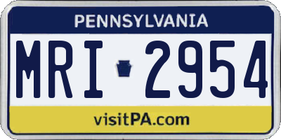 PA license plate MRI2954