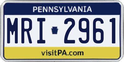PA license plate MRI2961