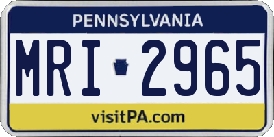 PA license plate MRI2965