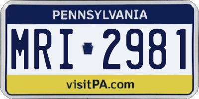 PA license plate MRI2981