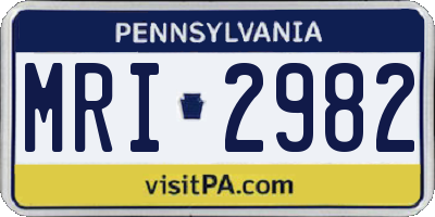 PA license plate MRI2982