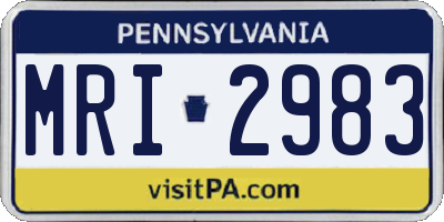 PA license plate MRI2983