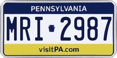 PA license plate MRI2987