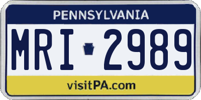 PA license plate MRI2989
