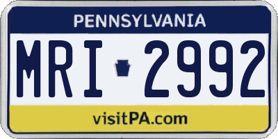 PA license plate MRI2992
