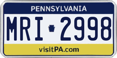 PA license plate MRI2998