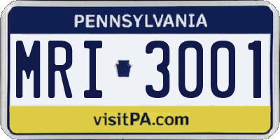 PA license plate MRI3001