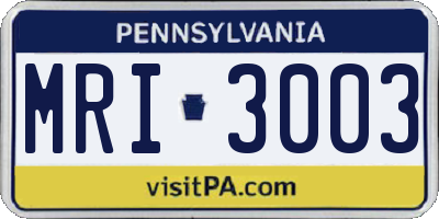 PA license plate MRI3003
