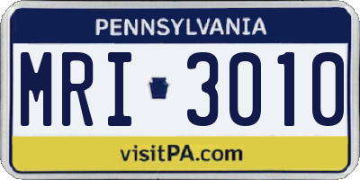 PA license plate MRI3010