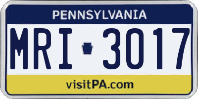 PA license plate MRI3017