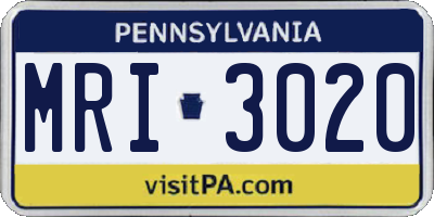 PA license plate MRI3020