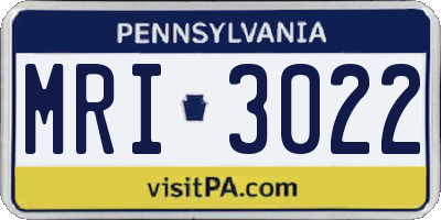 PA license plate MRI3022