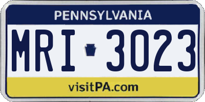 PA license plate MRI3023