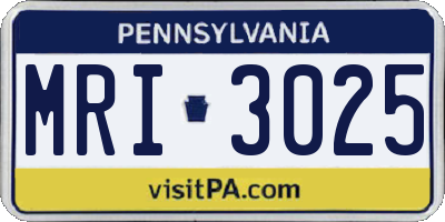 PA license plate MRI3025