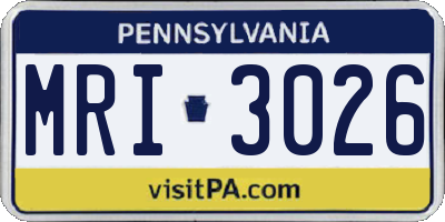 PA license plate MRI3026