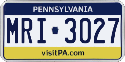 PA license plate MRI3027